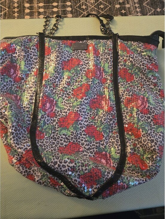 Betsey Johnson Handbags - Betsey Johnson Leopard Floral Sequin Large Tote Bag